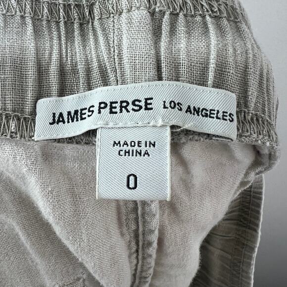 James Perse Beige Gray Linen Pants High-Rise Straight Elastic Waistband Size 0 - Picture 8 of 10